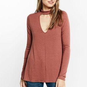 🆕 Cut-Out Trapeze Choker Long Sleeve Top